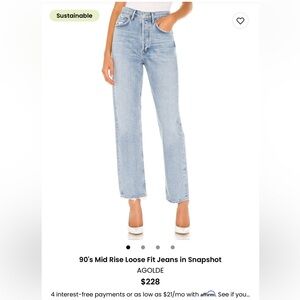 AGOLDE Women's Mid Rise Light Blue Straight Leg Jeans